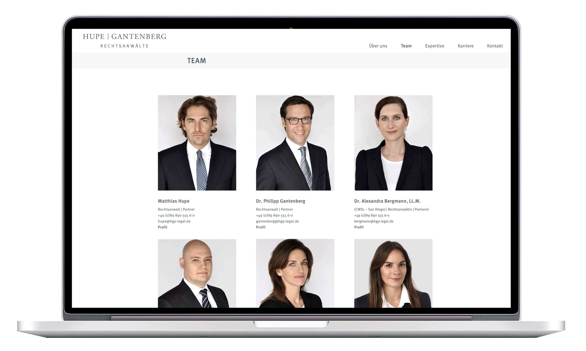 Hupe Gantenberg Anwaltskanzlei – Website