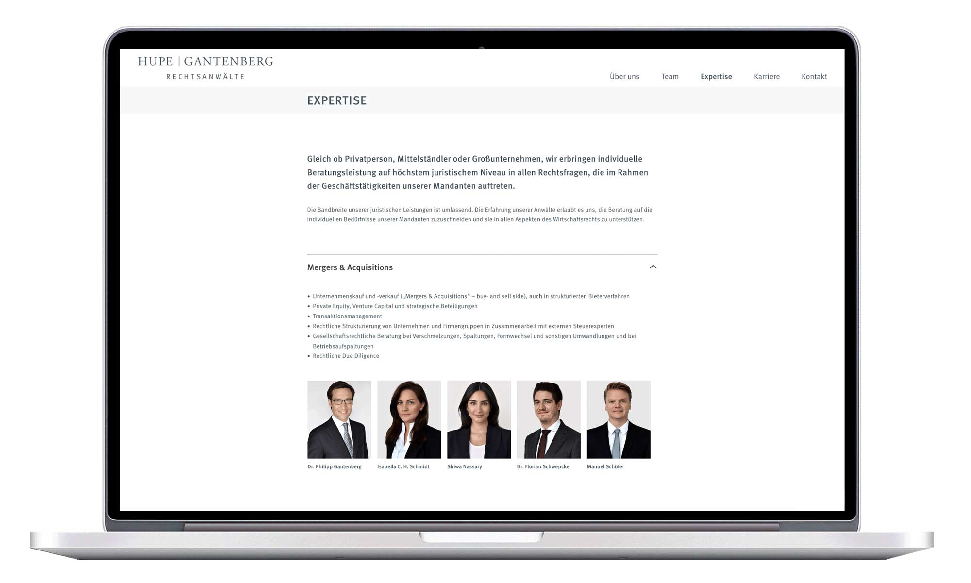 Hupe Gantenberg Anwaltskanzlei – Website